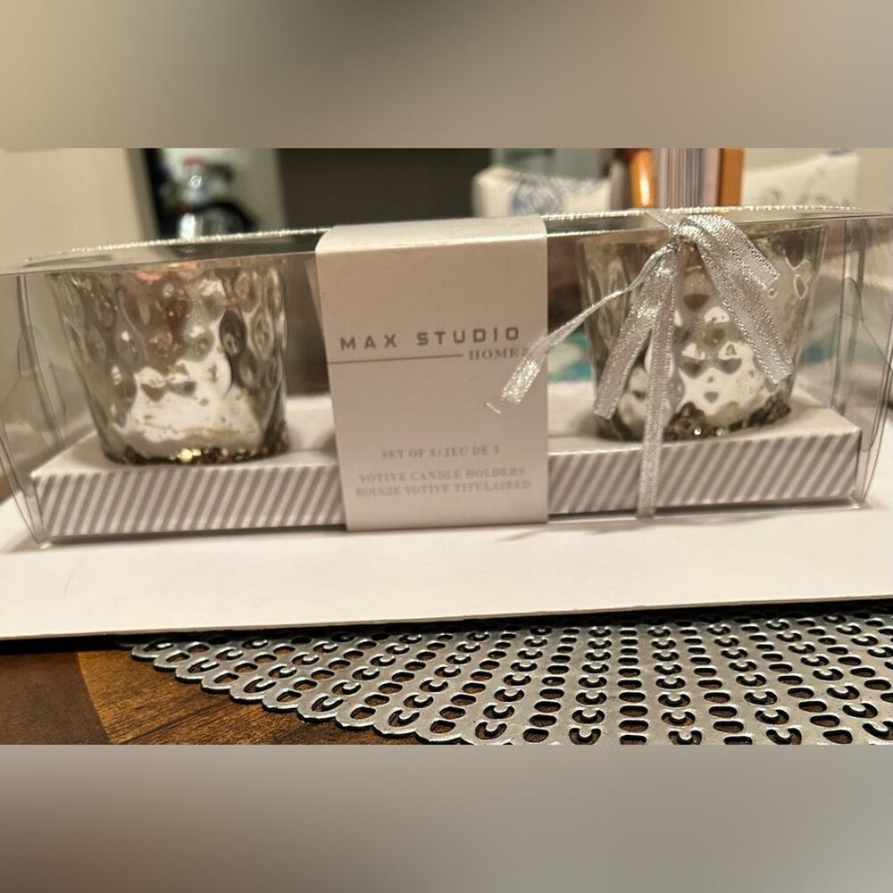NWT Max Studio 3 pack votive candle holders silver & gold